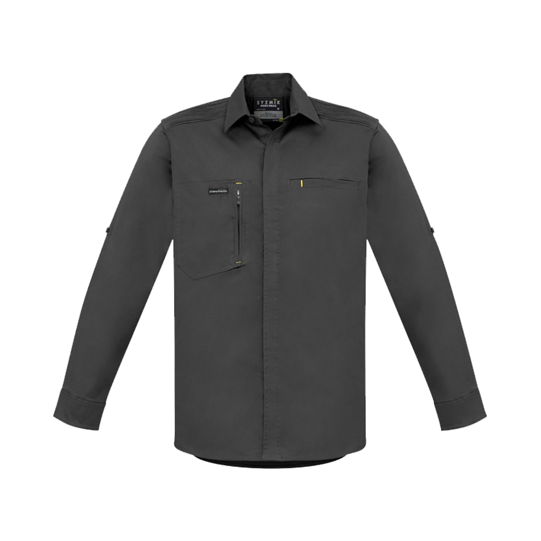 streetworx long sleeve stretch shirt in charcoal