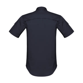 back of mens rugged cooling short sleeve shirt in charcoal