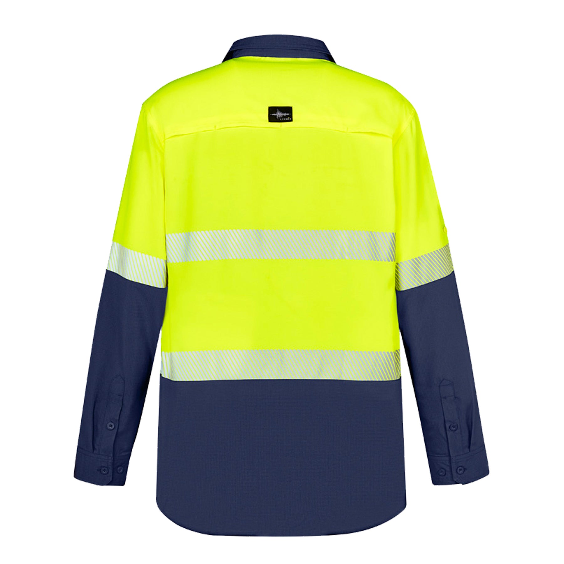 syzmik outdoor long sleeve shirt with segmented tape in yellow navy