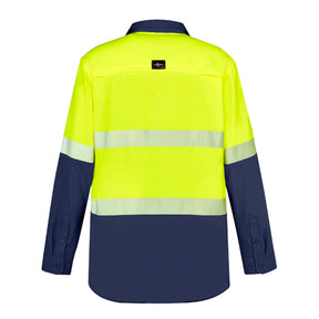 syzmik outdoor long sleeve shirt with segmented tape in yellow navy