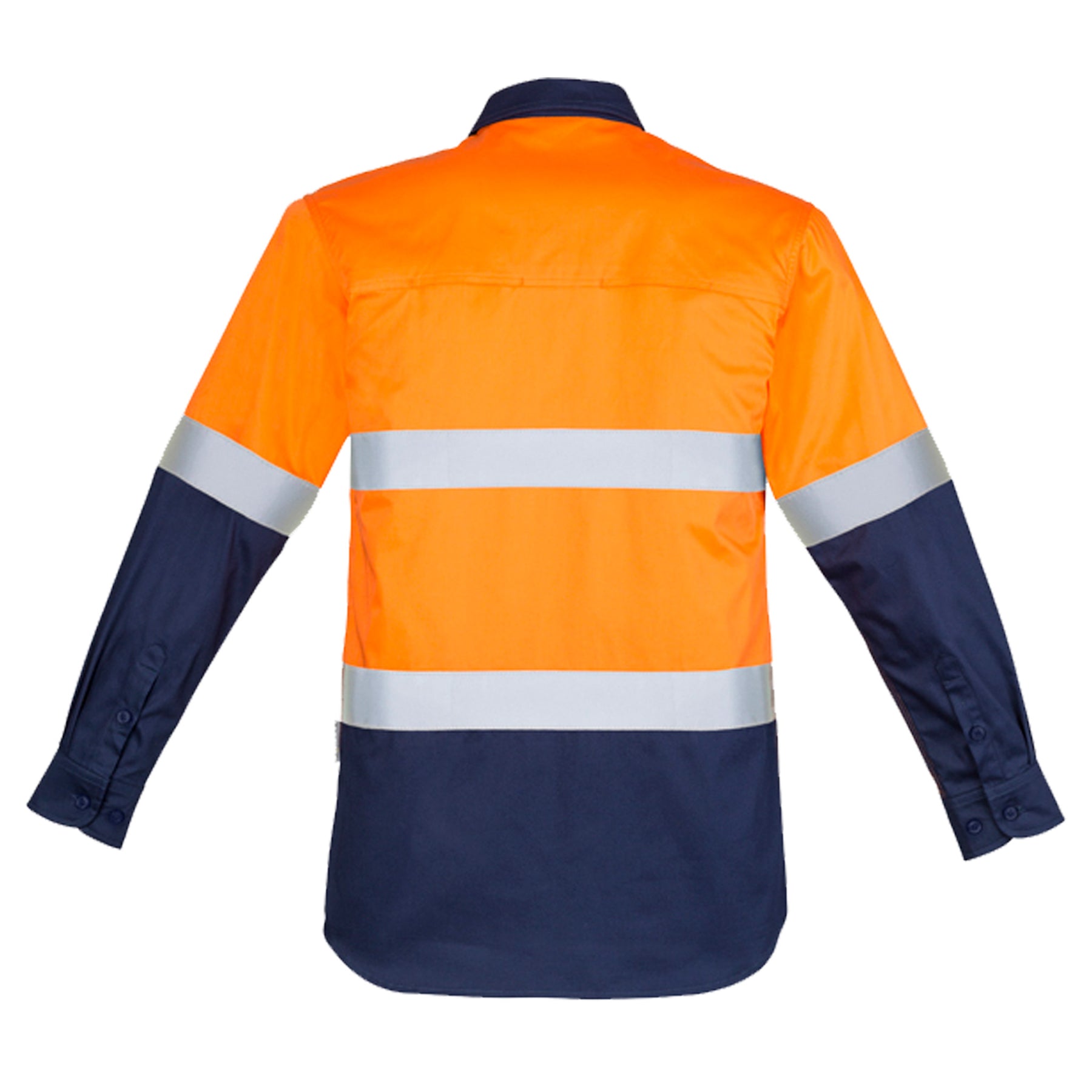 hi vis hoop taped long sleeve shirt with closed front in orange navy