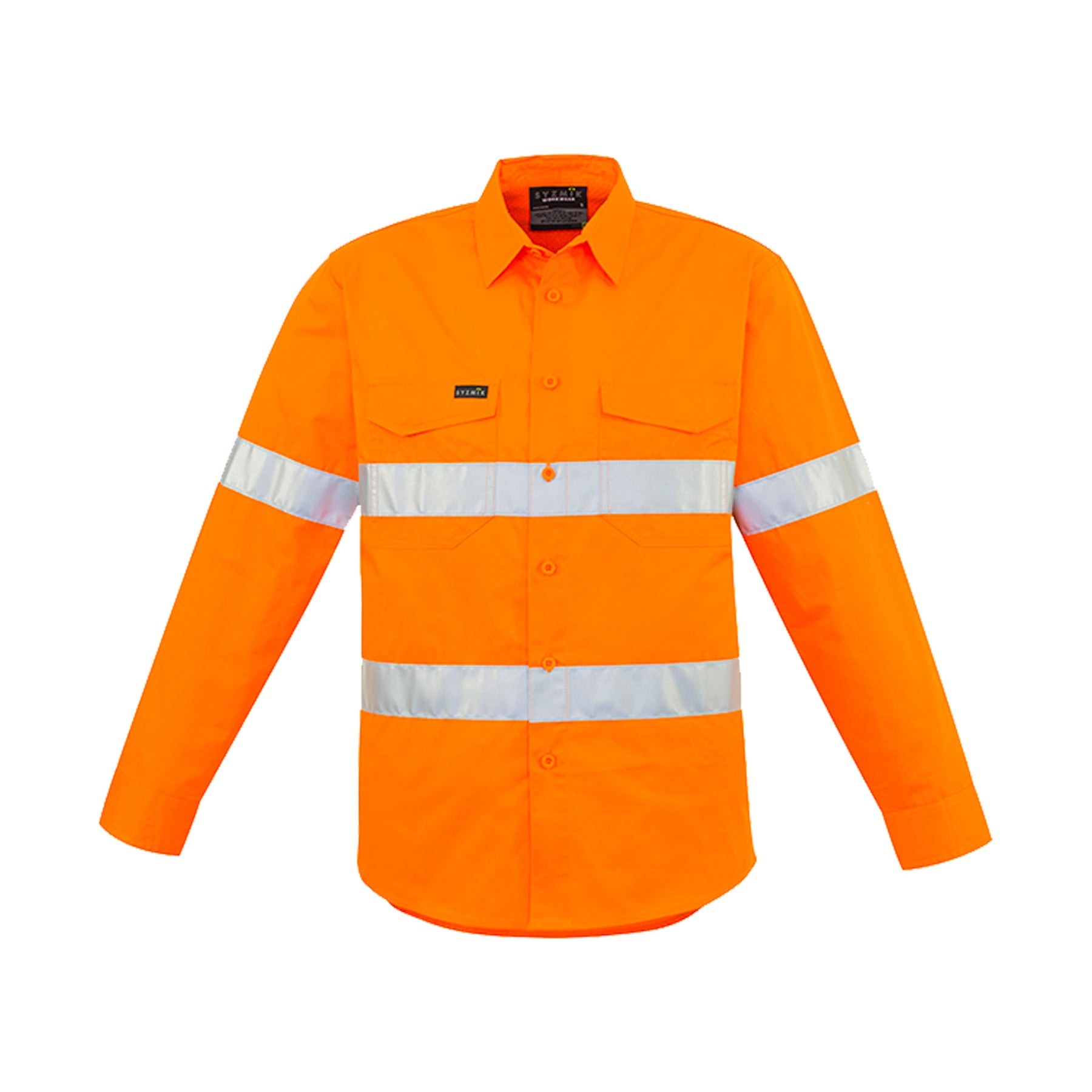 mens hi vis hoop taped long sleeve shirt in orange