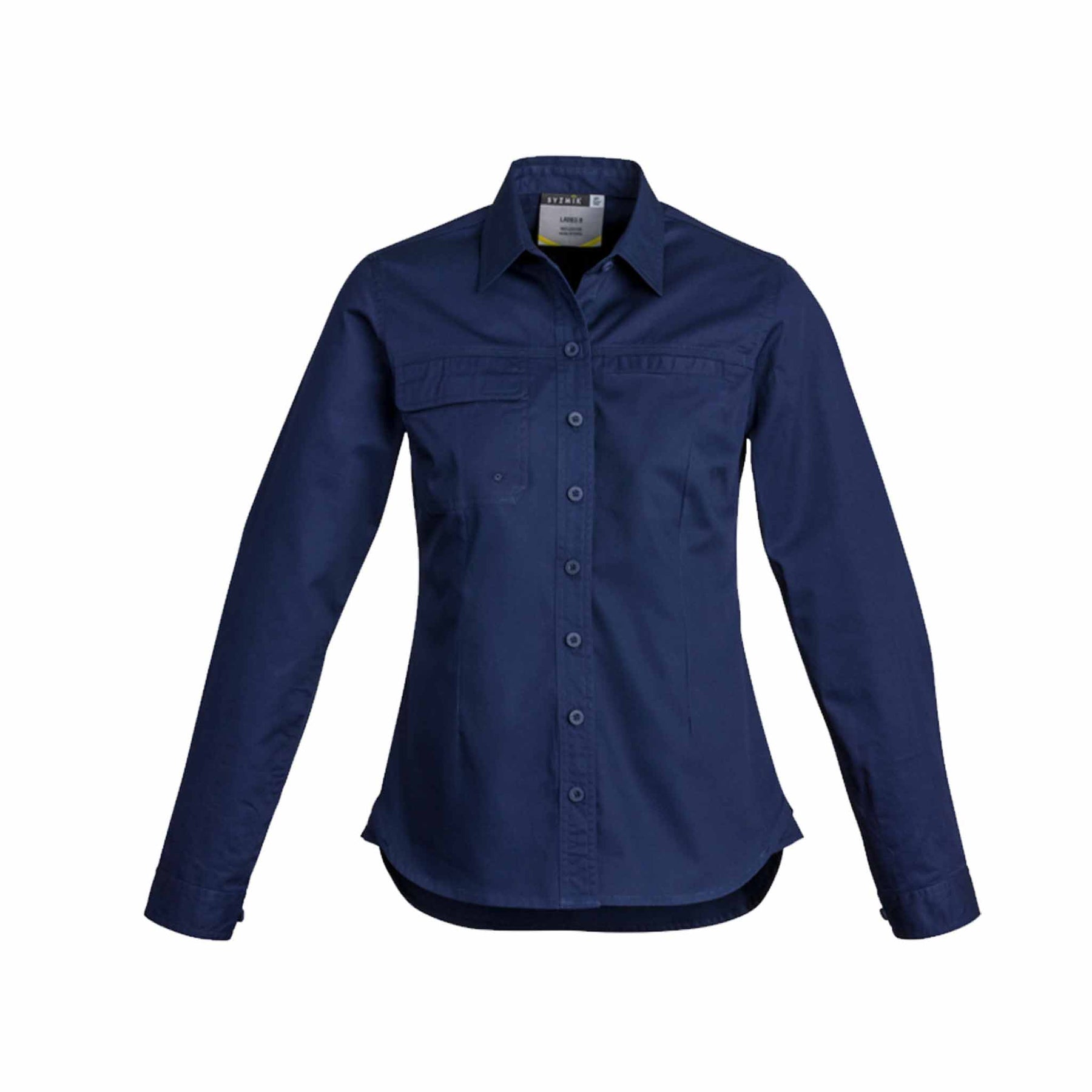 SYZMIK WOMENS LIGHTWEIGHT TRADIE SHIRT - LONG SLEEVE - ZWL121 NAVY