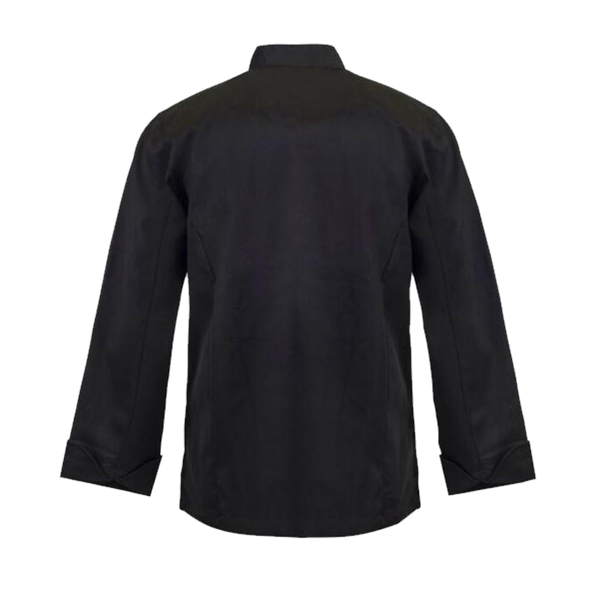executive long sleeve chefs jacket in black back view
