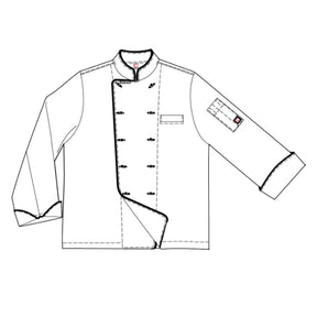 long sleeve executive chefs jacket with piping outline