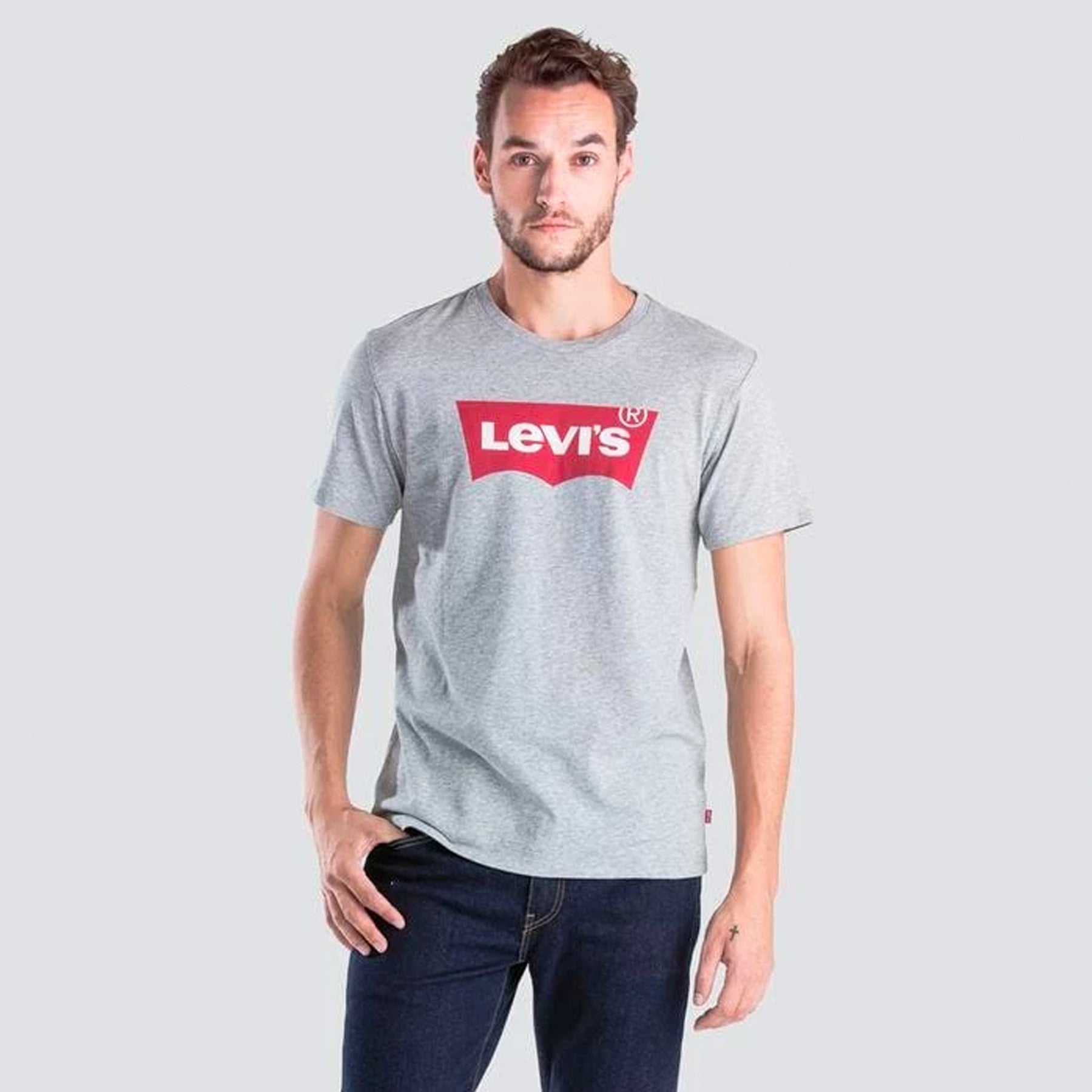 levi's midtone heather grey classic logo tee