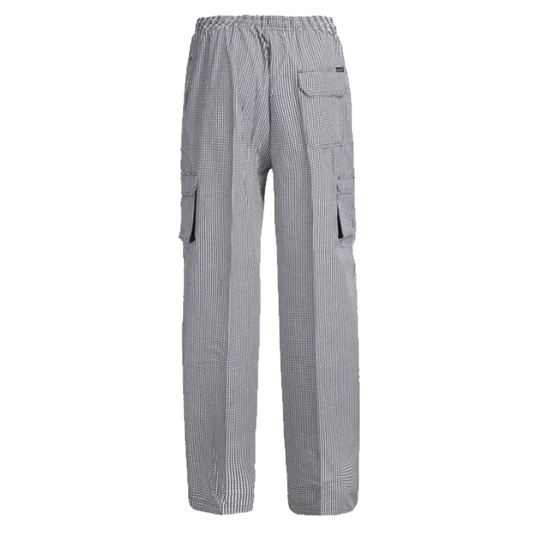 unisex chefs check drawstring cargo pant back view