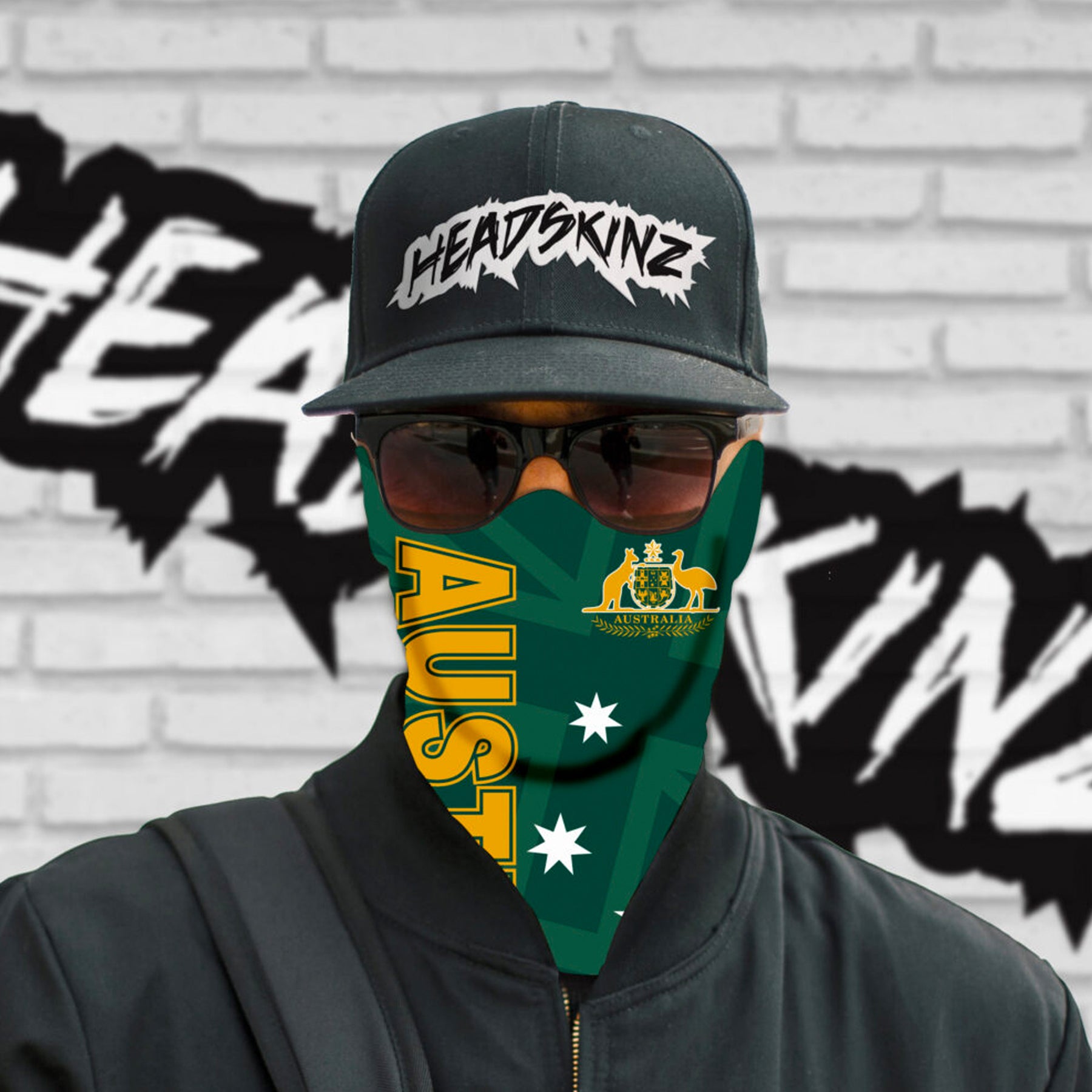 headskinz australian green and gold flag head sock