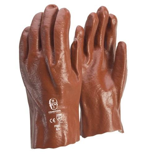 PVC 27CM SINGLE DIP WORK GLOVES - RED - P227