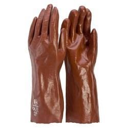 PVC 35CM SINGLE DIP WORK GLOVES - RED - P235