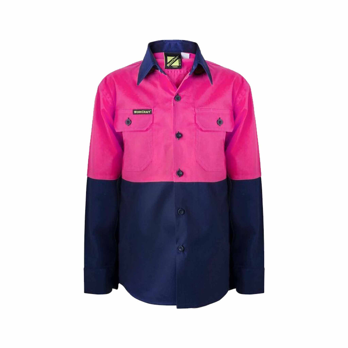 kids navy pink hi vis long sleeve shirt