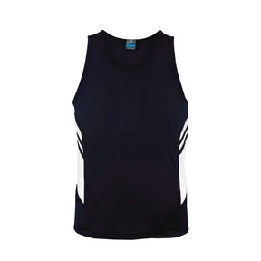 tasman mens singlets in navy white
