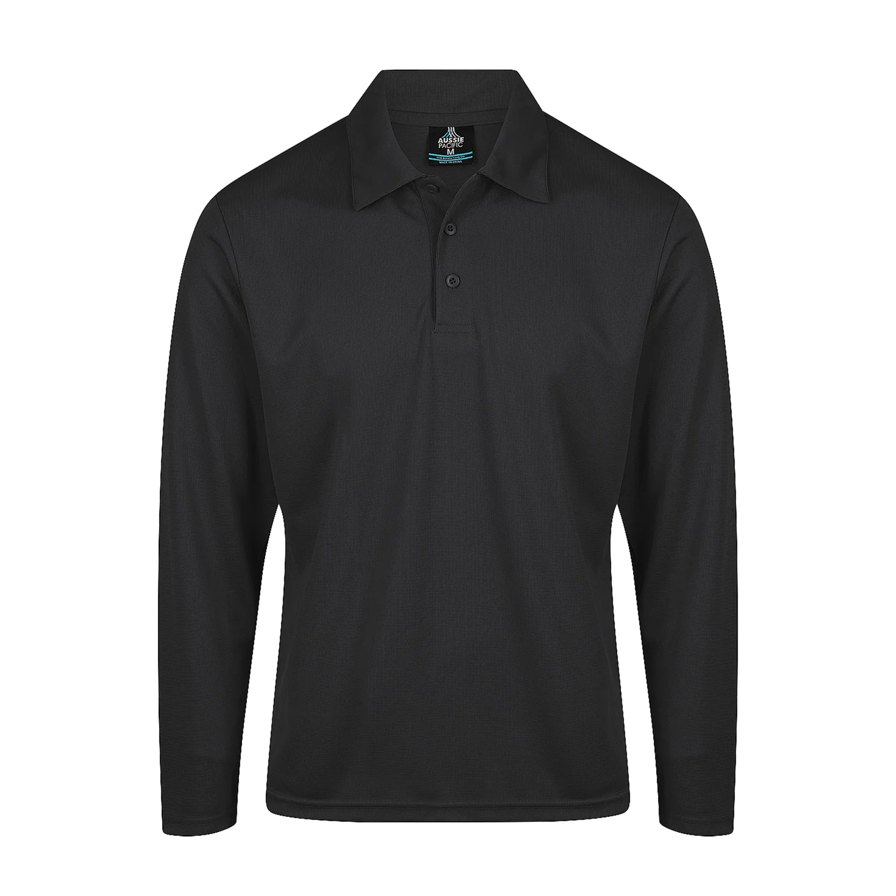 aussie pacific botany mens long sleeve polo in black