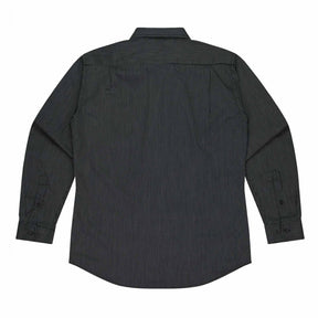 aussie pacific henley mens long sleeve shirt in black silver