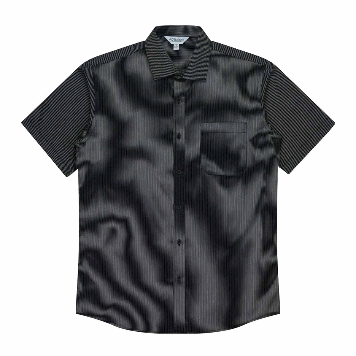 aussie pacific henley mens short sleeve shirt in black silver