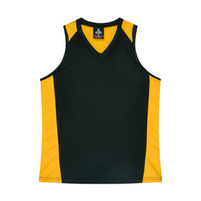 aussie pacific premier ladies singlets in black gold