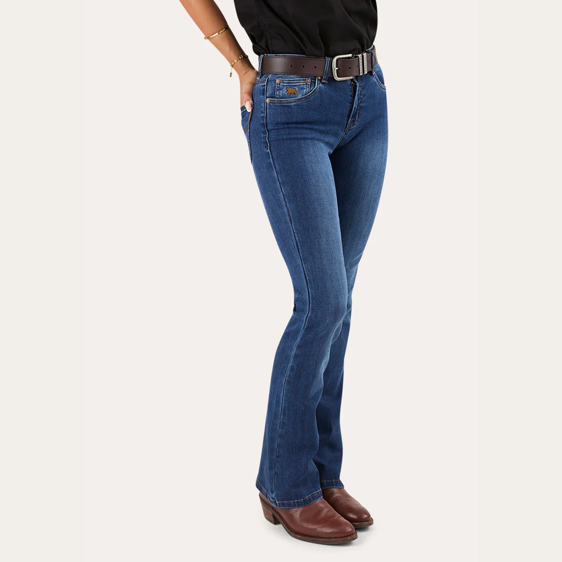 KATHERINE WOMENS MID RISE BOOTLEG JEANS