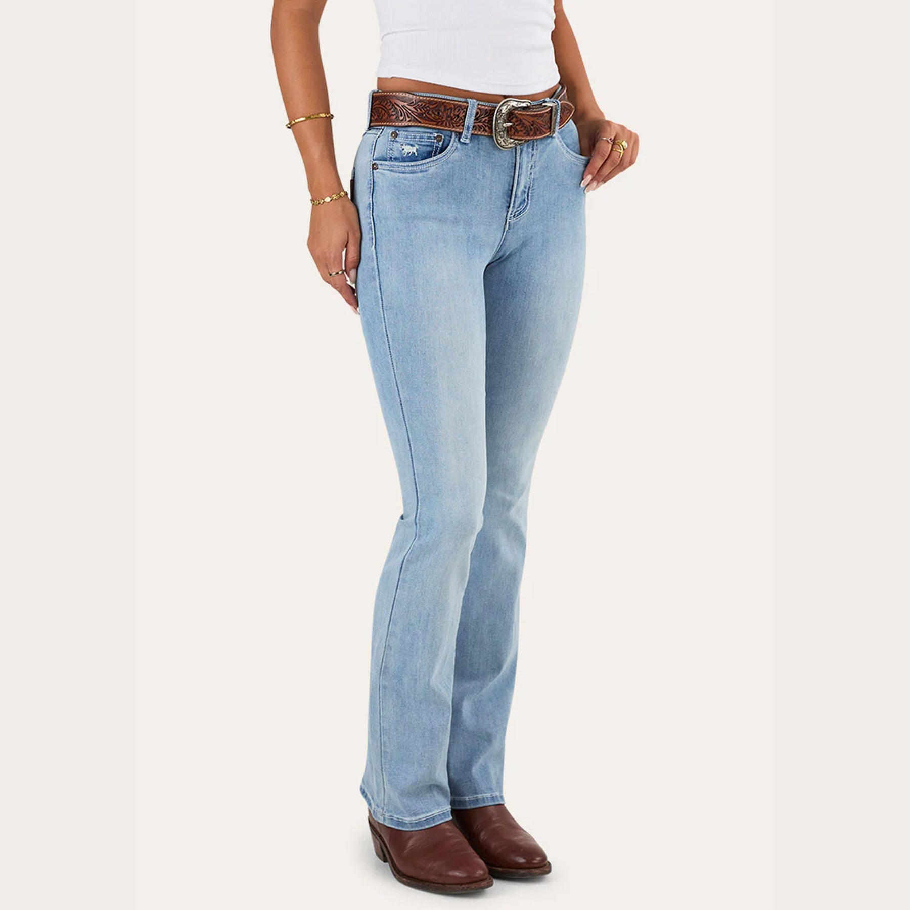 KATHERINE COWGIRL WOMENS MID RISE BOOTLEG JEANS