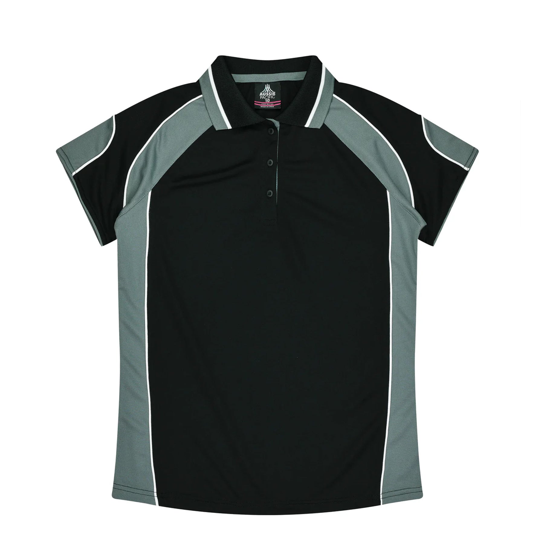aussie pacific murray ladies polo in black ashe