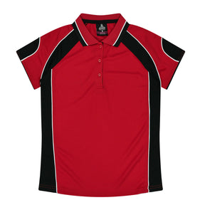 aussie pacific murray ladies polo in red black