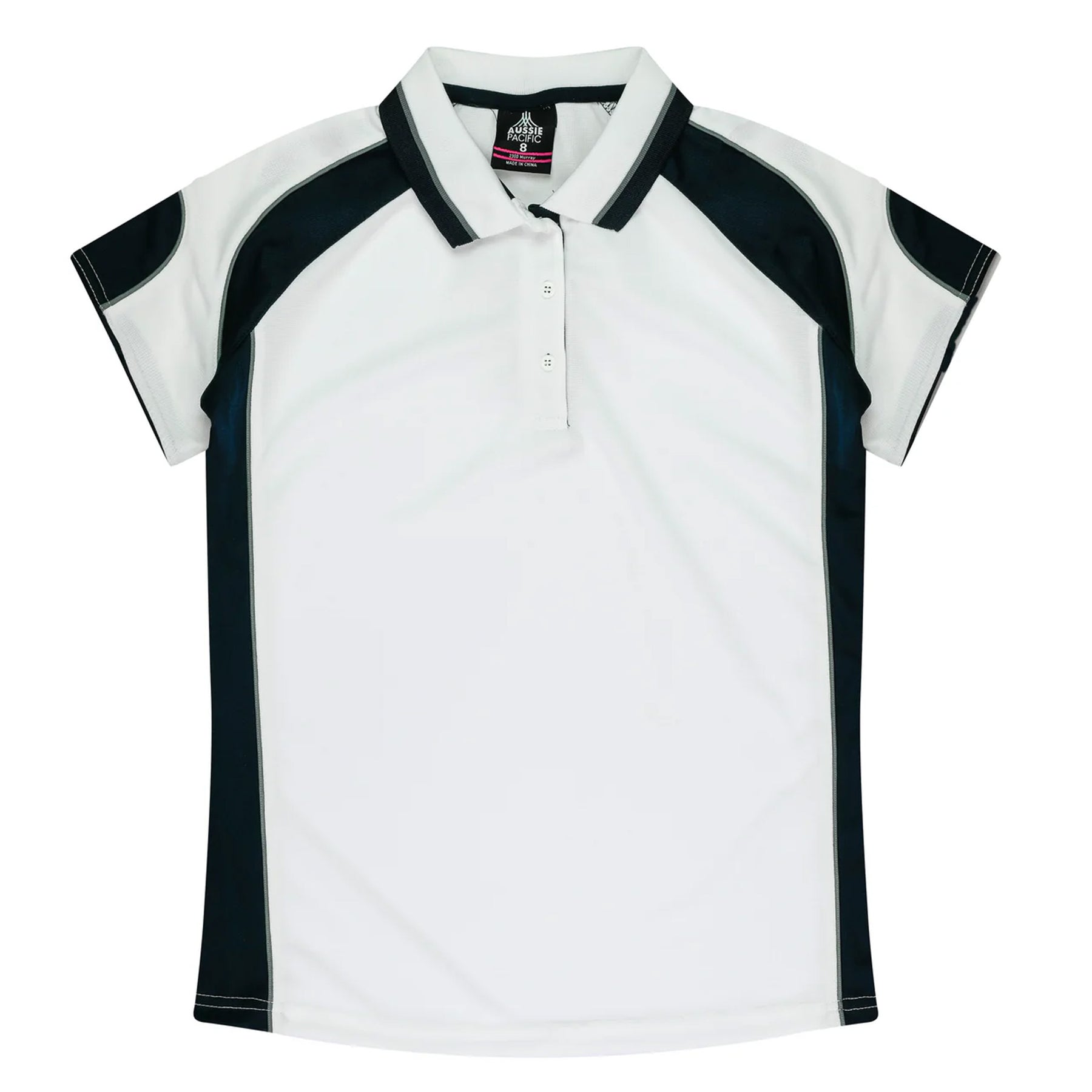 aussie pacific murray ladies polo in white navy