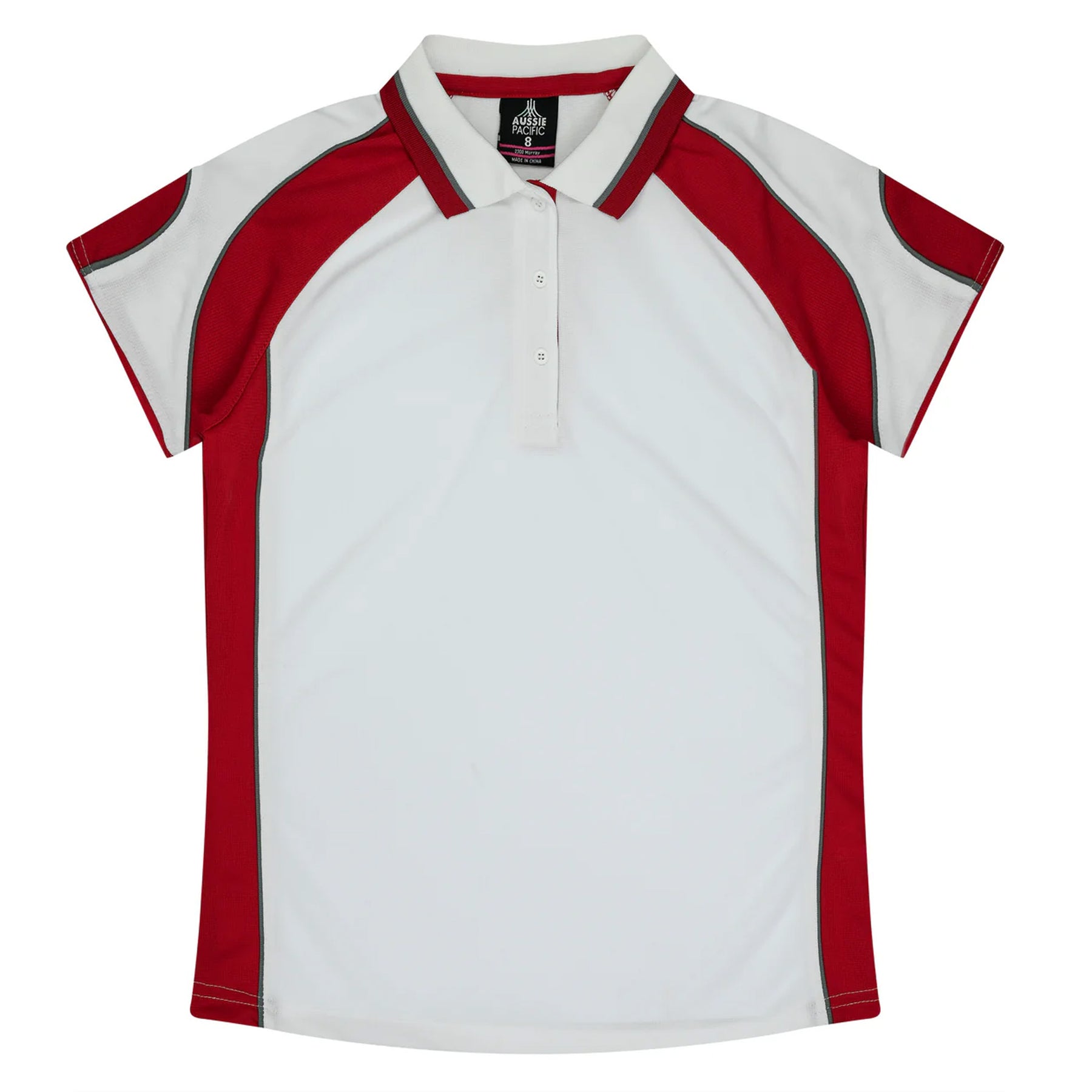 aussie pacific murray ladies polo in white red