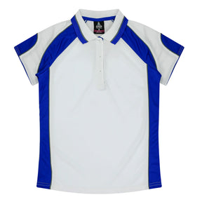 aussie pacific murray ladies polo in white royal