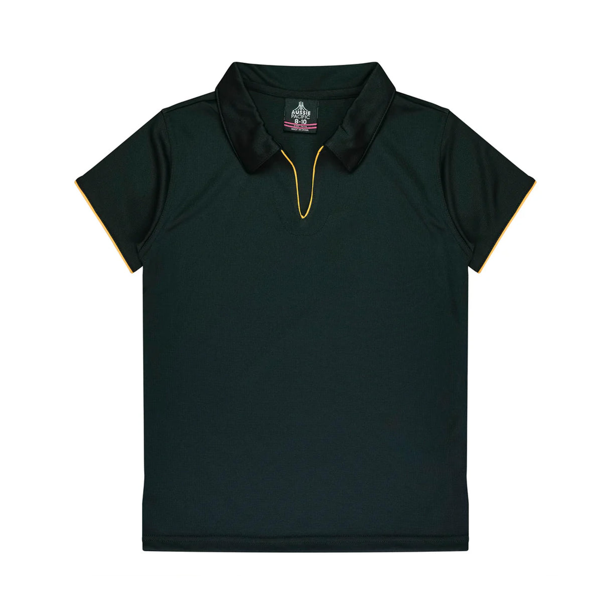 aussie pacific yarra ladies polo in black gold
