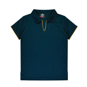 aussie pacific yarra ladies polo in navy gold