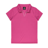aussie pacific yarra ladies polo in pink white
