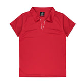 aussie pacific yarra ladies polo in red white
