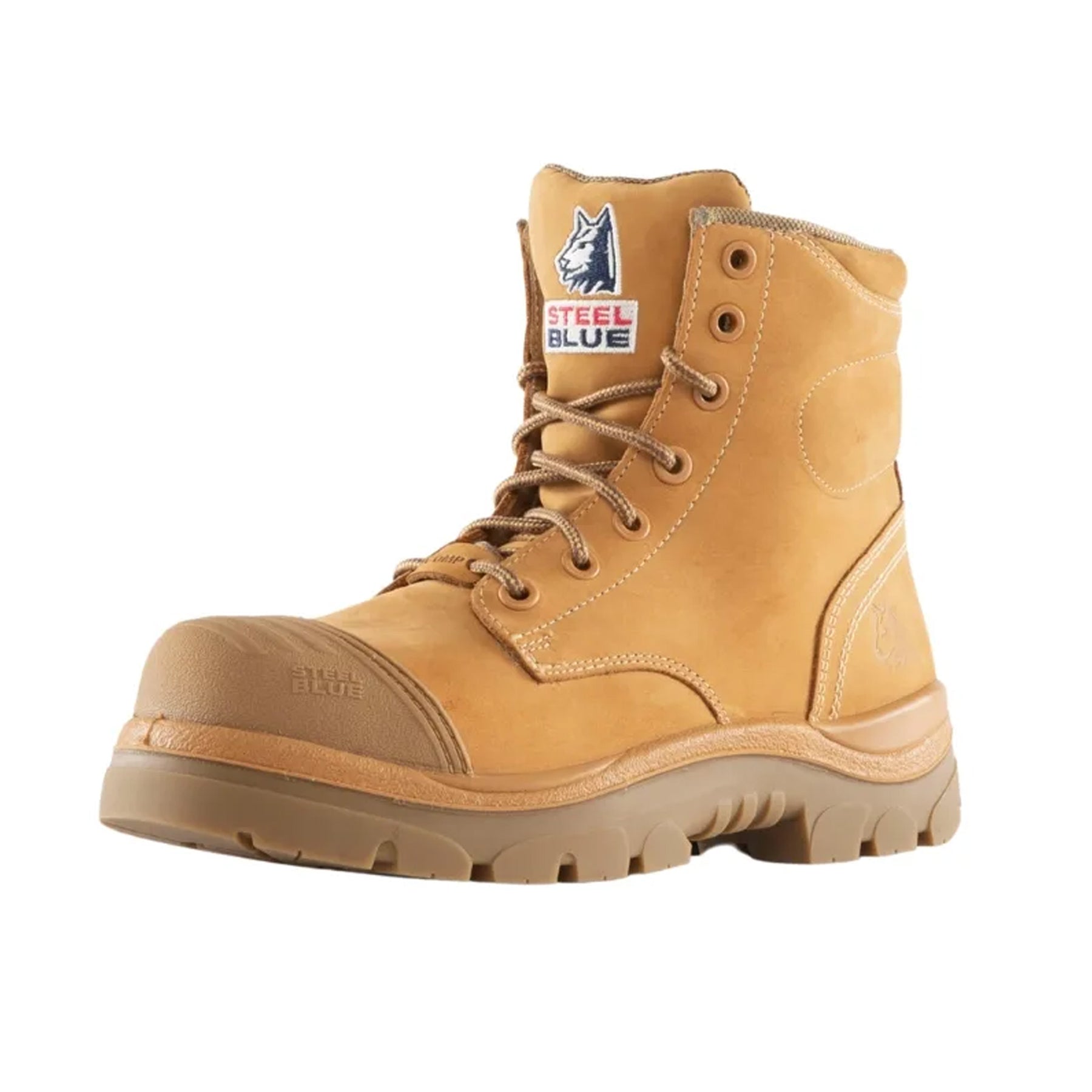 steel blue argyle zip scuff composite safety boot in wheat
