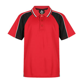 aussie pacific panorama kids polos in red black white