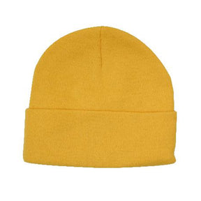 acrylic knit beanie in gold