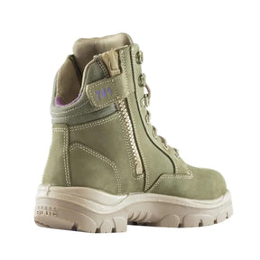 steel blue ladies southern cross zip safety boot in khaki