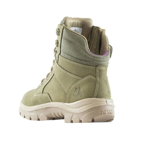 steel blue ladies southern cross zip safety boot in khaki