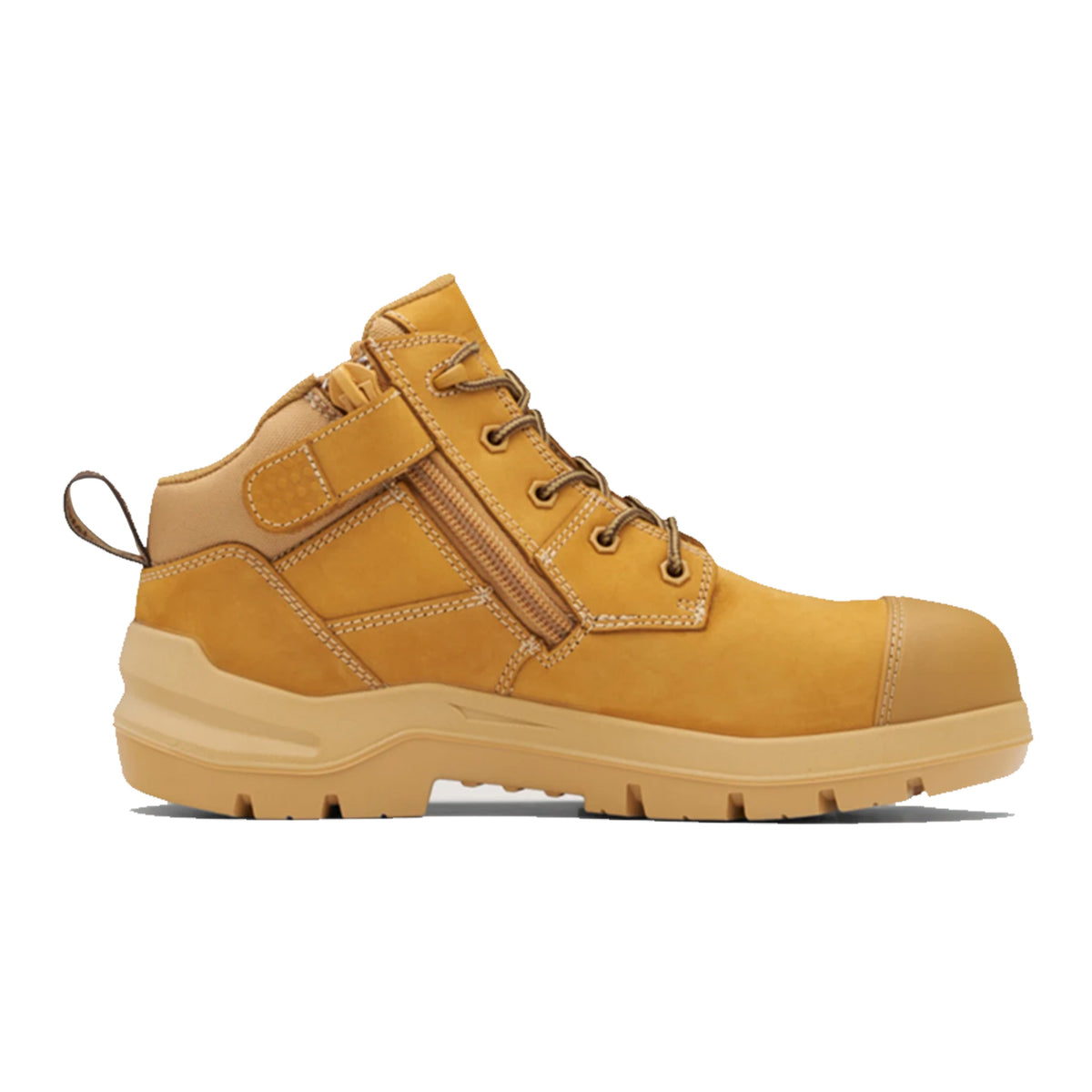 blundstone durafit 4.5 inch zip safety boot in wheat