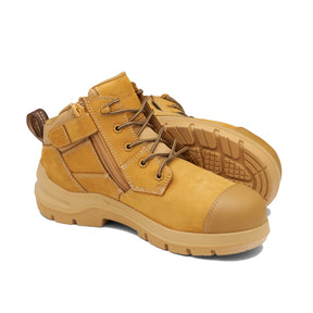 blundstone durafit 4.5 inch zip safety boot in wheat