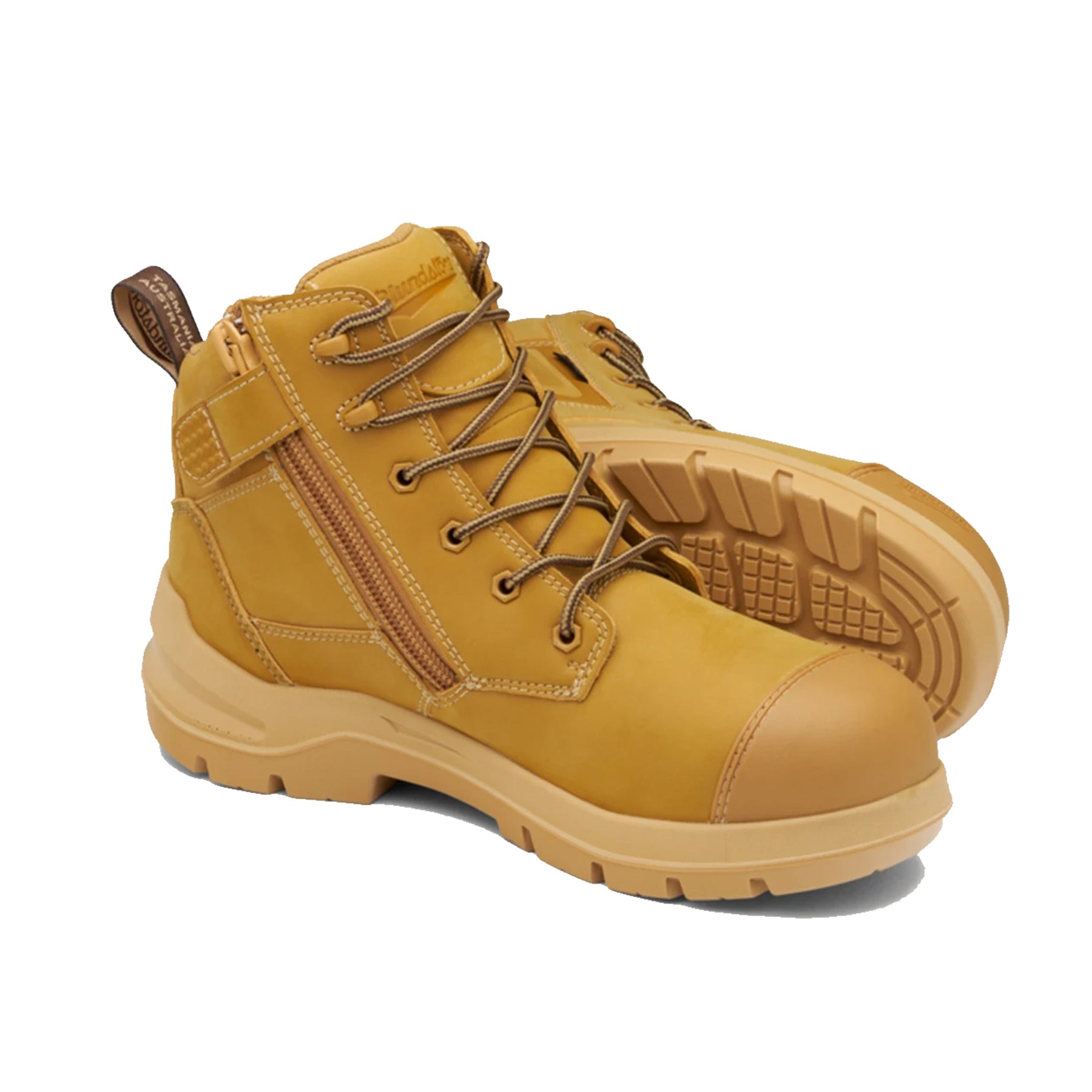 blundstone durafit 6 inch zip waterproof safety boot in wheat