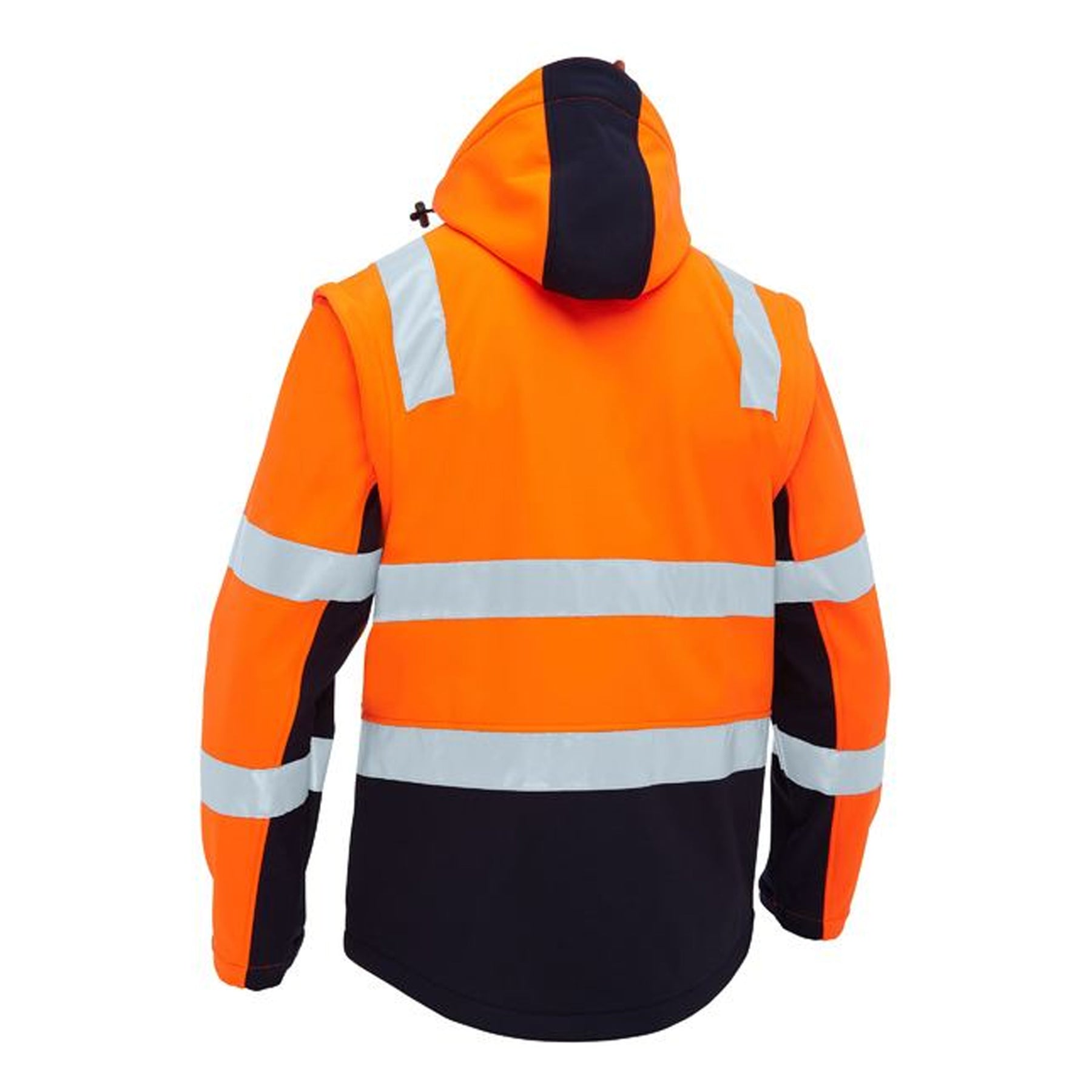 bisley taped two tone hi vis 3 in 1 soft shell jacket in orange navy