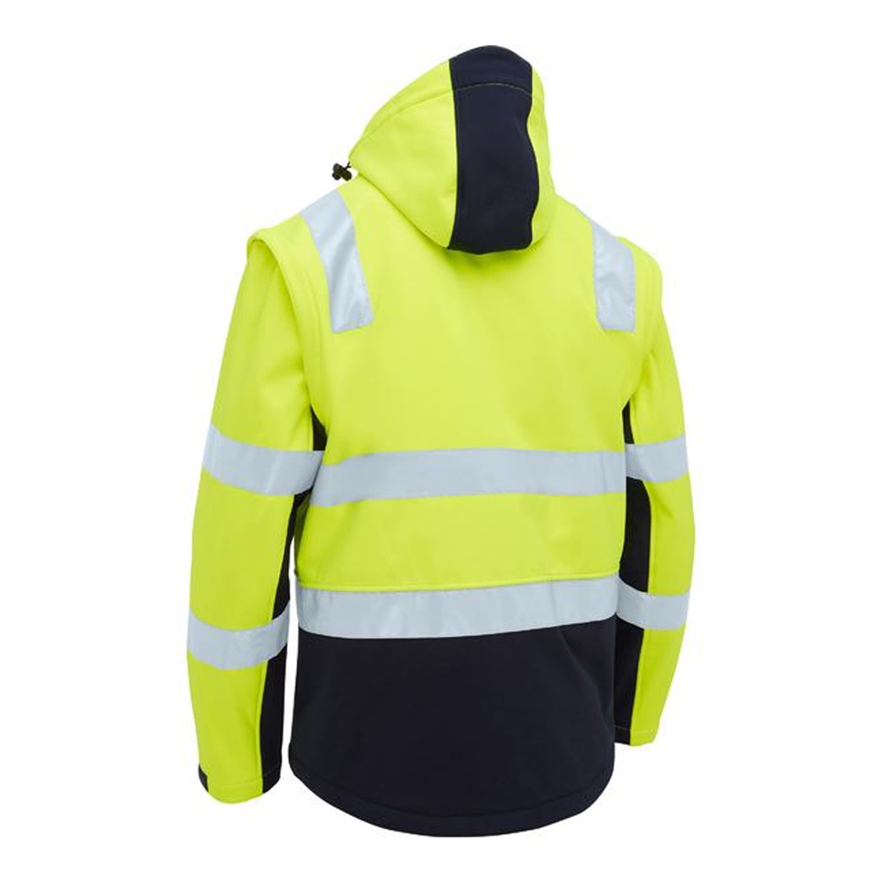bisley taped two tone hi vis 3 in 1 soft shell jacket in yellow navy
