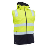 bisley taped two tone hi vis 3 in 1 soft shell jacket in yellow navy