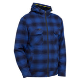 bisley zip hoodie with sherpa lining in blue check