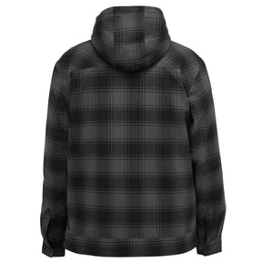 bisley zip hoodie with sherpa lining in charcoal check