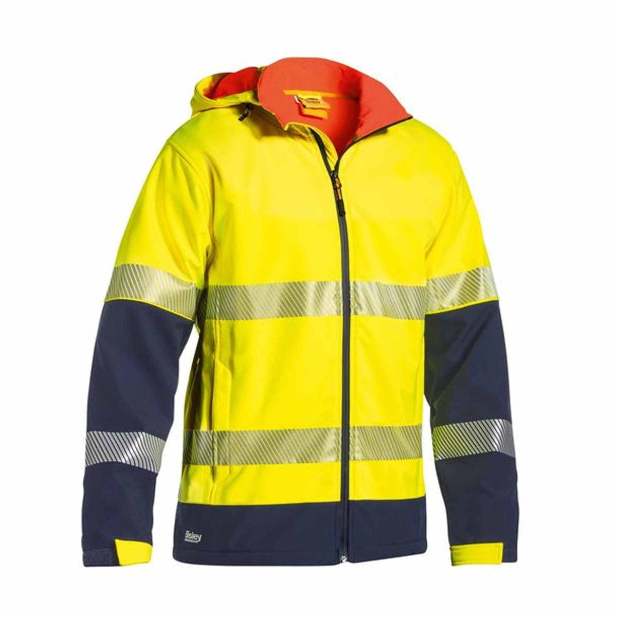 bisley taped hi vis ripstop bonded fleece jacket in yellow navy