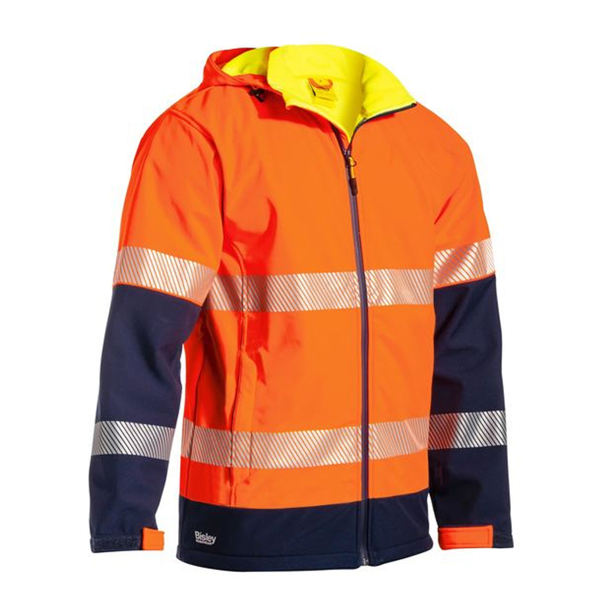 bisley taped hi vis ripstop bonded fleece jacket in orange navy