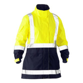 bisley womens h taped two tone hi vis rain jacket in yellow navy