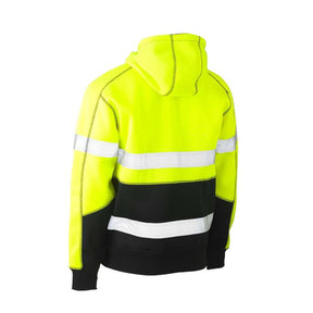 bisley taped two tone fleece hoodie pullover in yellow navy