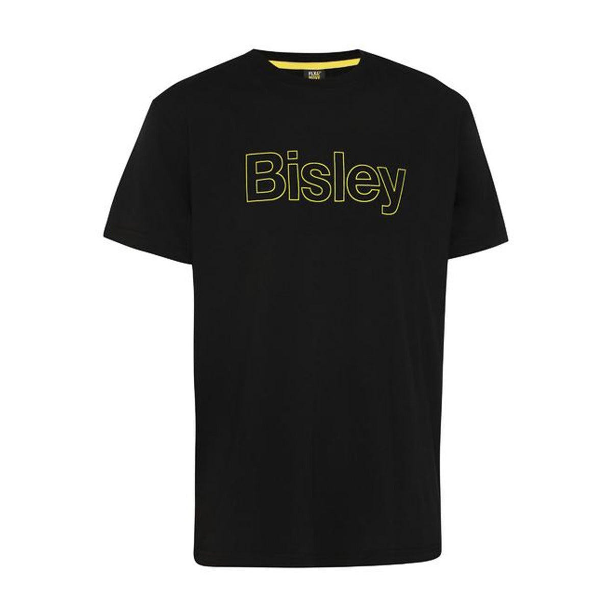 bisley cotton outline logo tee in black yellow
