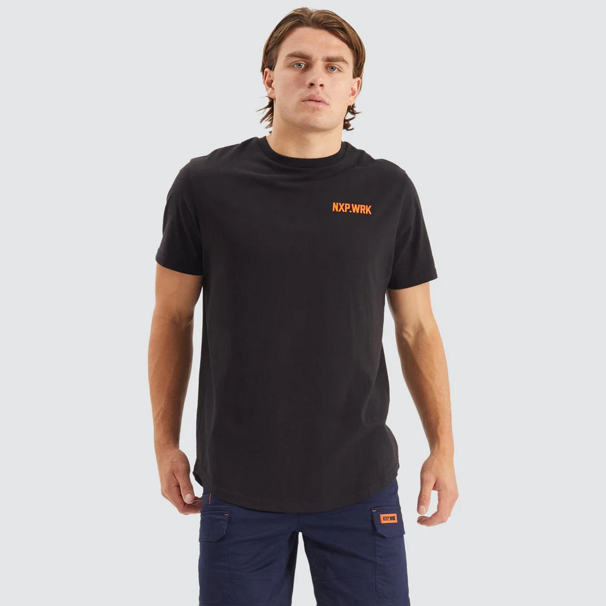 blueprint dual curved tee shirt in jet black